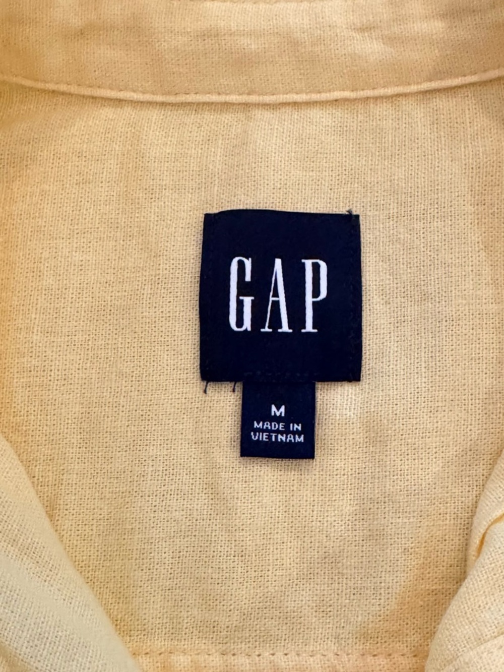 Gap Size M Linen-Blend Long Sleeve Boyfriend Yellow Button Down Shirt - Picture 8 of 9